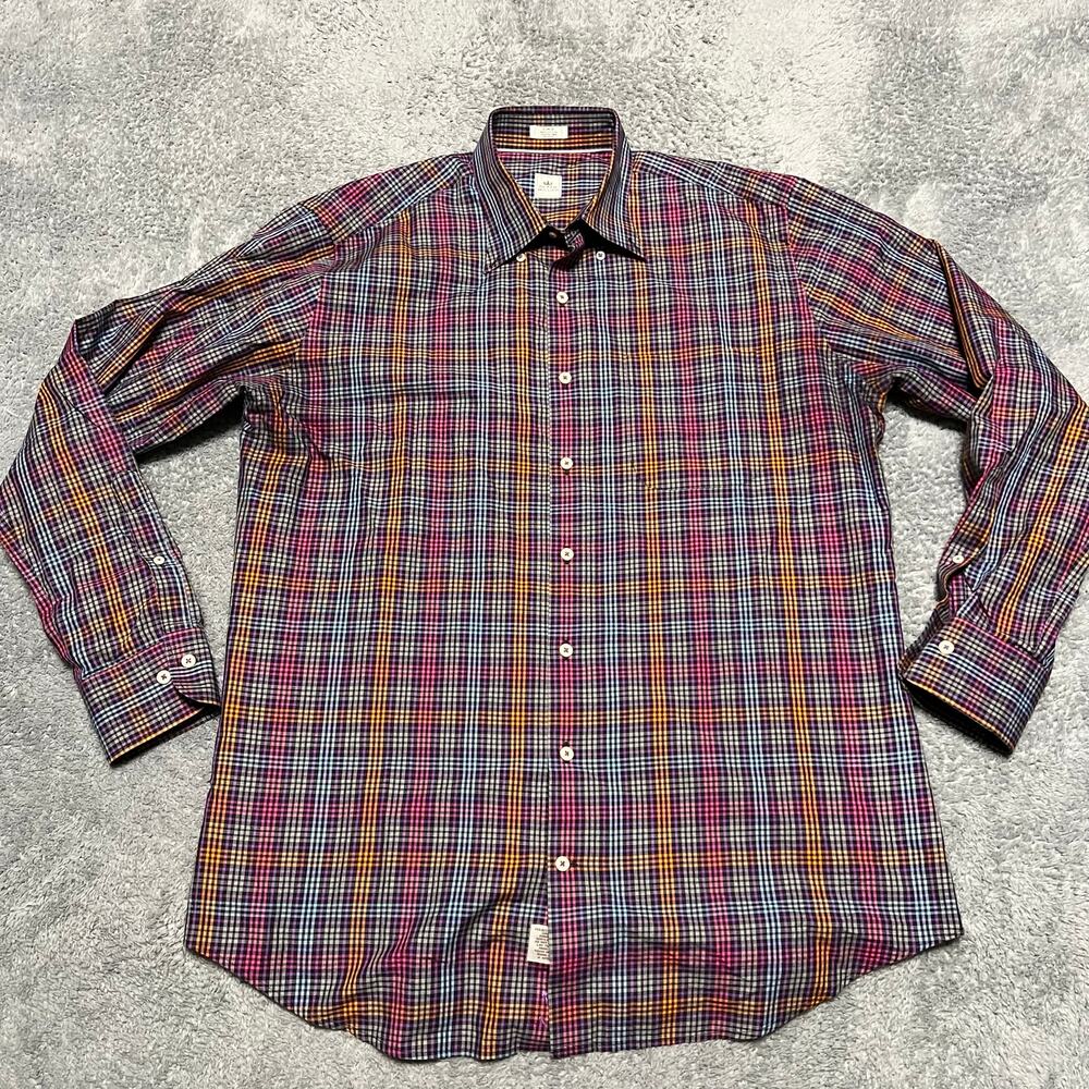 Peter Millar Shirt Mens Large Plaid Button Down Long Sleeve Classic Pink Orange